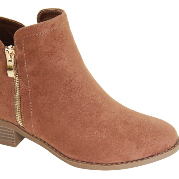 WOMENS SIDE ZIP FAUX SUEDE ANKLE BOOTIES - Picture 2 of 4